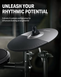 Adults Electronic Drum Set with Quiet Mesh Drum Pads, 31 Kits, 450+ Sounds, DED-200X, Gray