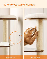 Cat Tree, 64.6-Inch Multi-Level Tower with 5 Scratching Posts