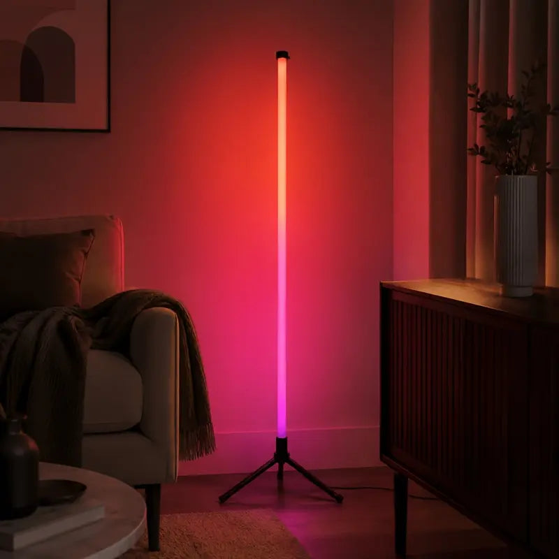 Smart LED Floor Lamp - APP & Remote Control, Music Sync, Dynamic Scene Modes, Timer, Adjustable Brightness, Usb-Powered Ambient Light, Aesthetic Home Decor for Bedroom, Man Cave Gadgets, Bedroom Items (Ages 12+, Pack of 1/2)