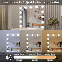 Vanity Mirror with Lights,Lighted Makeup Mirror with Lights and Magnification Mirror Tabletop Mirror or Wall Mounted Mirror (White)