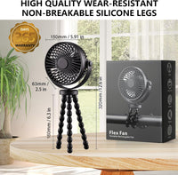 Mini Handheld Personal Portable Fan, Baby Stroller Fan, Car Seat Fan, USB or Battery Powered, with Flexible Tripod Clip on Student Bed Desk Bike Crib Treadmill Camping Traveling(Black)