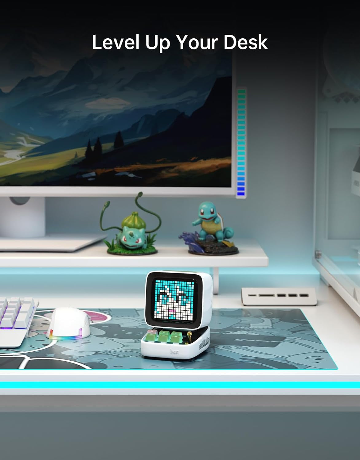 Ditoo Retro Pixel Art 15W Bluetooth Speaker,Cute Speaker with Alarm,White Noise & Mini Games,Iconic Desk Setup Speaker with 16X16 LED App Controlled Front Screen,Gifts for Anyone (White)