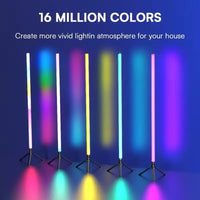 Smart LED Floor Lamp - APP & Remote Control, Music Sync, Dynamic Scene Modes, Timer, Adjustable Brightness, Usb-Powered Ambient Light, Aesthetic Home Decor for Bedroom, Man Cave Gadgets, Bedroom Items (Ages 12+, Pack of 1/2)